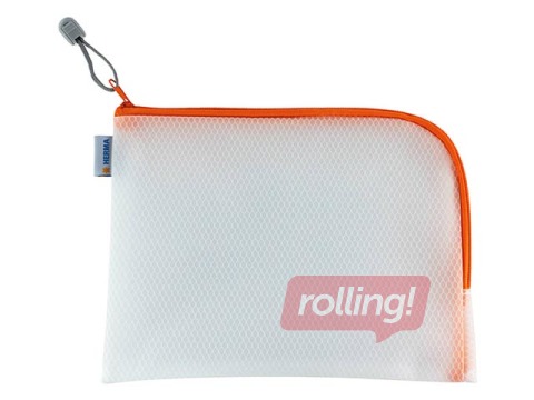 Kileümbrik – suletav Herma, A5, läbipaistev, oranži zip lukuga 