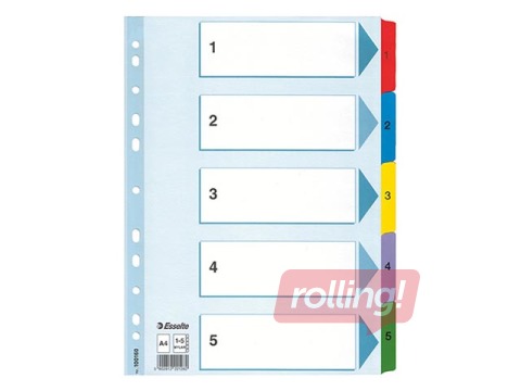 Vahelehed Esselte A4, tugev kartong, värvil. indeks 1-5