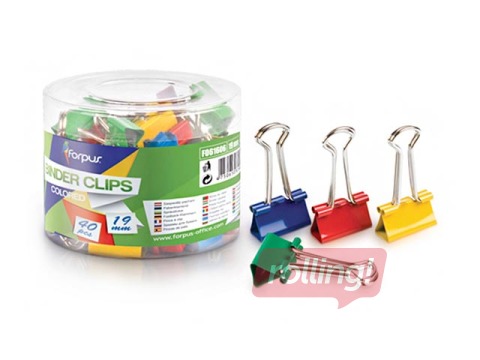 Binder Clips Forpus, 19 mm, 40 pcs, colored