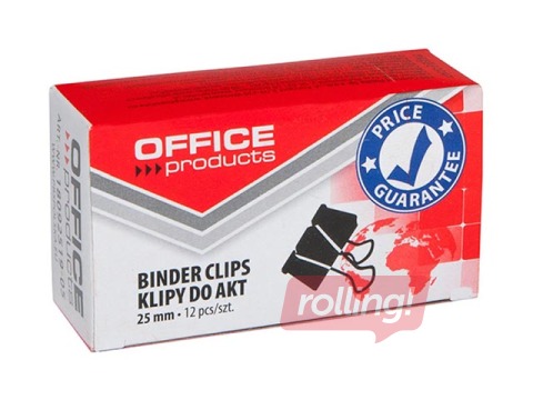 Kiirköitja klambrid Office Products, 25mm, must, 12 tk.