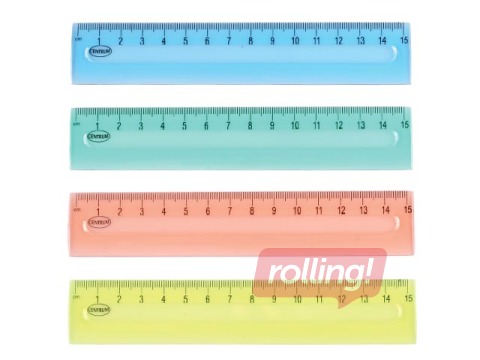 Ruler Centrum, plastic, transparent colours, 15cm