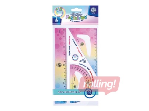 Set of rulers Astra, 3 items, flexible, pastel colours