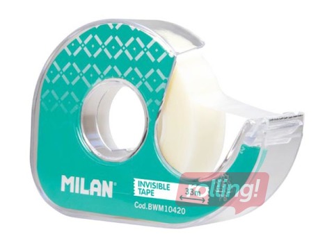 Läbipaistev teip koos hoidikuga Milan, matt, 19mm x 33m