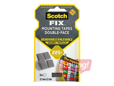 Kahepoolsed vahtteibi padjad 3M Scotch, 12.7x12.7mm, eemaldatav