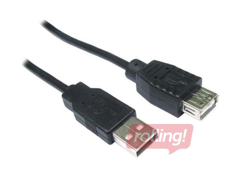 USB 2.0 Pikenduskaabel, Tüüp A/M-A/F, 1.8m, must