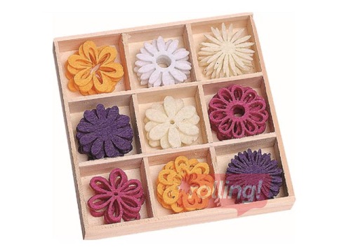 Viltornamentide komplekt Flowers 2, 45 tk