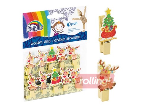 Wooden decorative pegs Deer, 10 pcs.