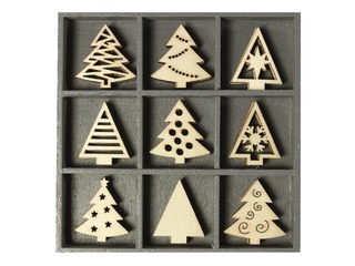 Puidust kaunistused Christmas Trees, 45 tk.