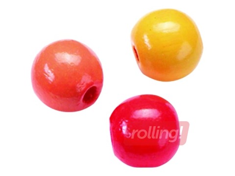 Puidust helmed 8 mm, 85 tk, kollane-punane