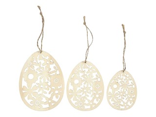 SALE Puidust kaunistused, munad koos nööriga, 3 tk.