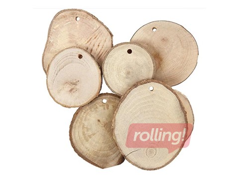 Wooden disc with hole, 25 pcs.