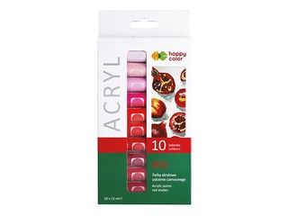 Akrüülvärvid Happy Color 10 х 12 ml (tuubis), punased toonid