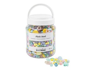 Plastic beads, assorted colours, 700ml