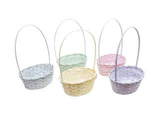 Punutud korv, ovaalne, kollane, 25x21cm