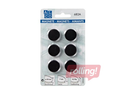 Tahvlimagnet ALCO 24 mm, 6 tk, must