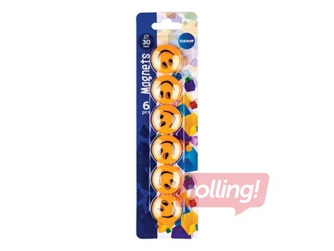 Tahvlimagnetid Centrum Smile 30 mm, 6 tk, kollane
