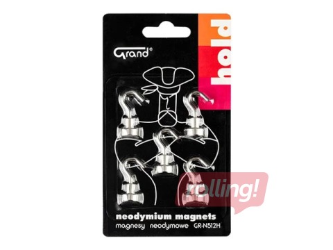 Magnetid Grand, Neodymium, konksuga, 12mm, 5 tk.