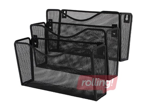 Wire Wall riiulid Q-Connect 3 taskuga, metall, must