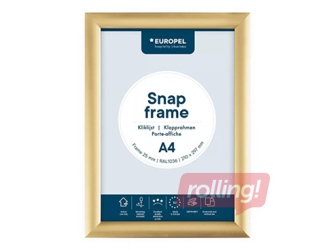 Alumiiniumprofiiliga klõpsraam, kuldne, A4