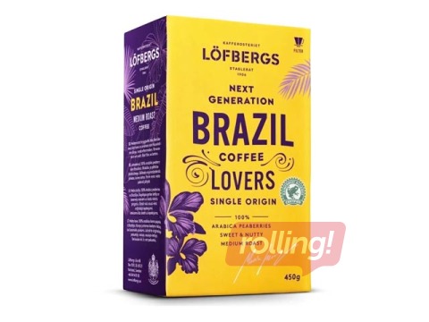 Jahvatatud kohv Löfbergs Brazil Single Origin, 450 g