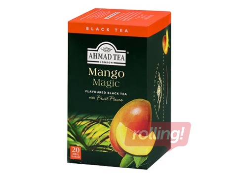 Must tee- aromatiseeritud Ahmad Mango, 20 tk/pakis.