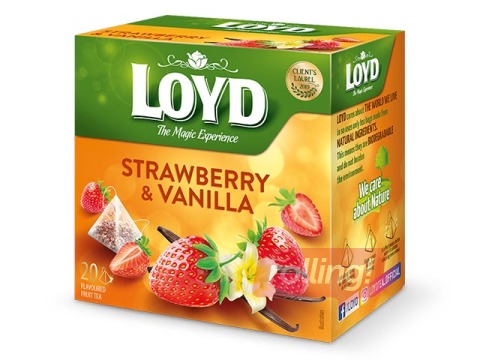 Puuviljatee Loyd Pyramids maasika ja vanilje maitsega, 20x2 g