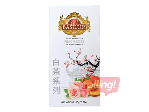 Valge tee Basilur Premium White Tea Peach&Rose, 100g