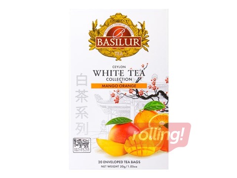 Valge tee Basilur Premium White Tea Mango & Orange, 20 pakki.