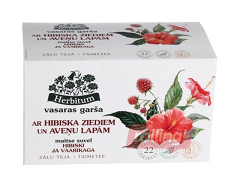Tēja augļu, Herbitum, vasaras garša ar hibiska ziediem un aveņu lapām, 22 pac.