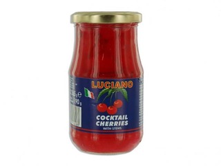 Red cocktail cherries with stems LUCIANO, 370ml/190g