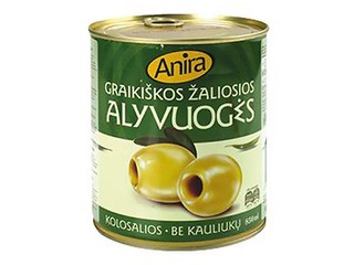 Rohelised oliivid ANIRA, kivideta, 0,38kg / 0,82kg