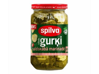 Snack cucumbers in sweet and sour marinade, round Spilva, 460 g