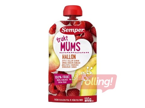 Vaarikapüree Semper Fruktmums, alates 6 kuust, 110g (Miinimumtellimus 6 tükki.)