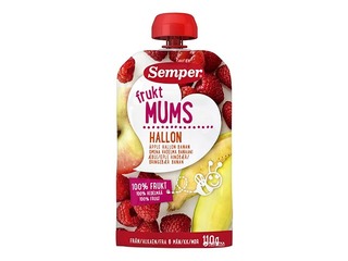 Vaarikapüree Semper Fruktmums, alates 6 kuust, 110g (Miinimumtellimus 6 tükki.)