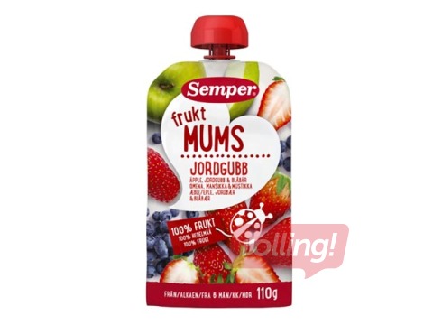 Maasikapüree, Semper Fruktmums, alates 6 kuust, 110g (Miinimumtellimus 6 tükki.)