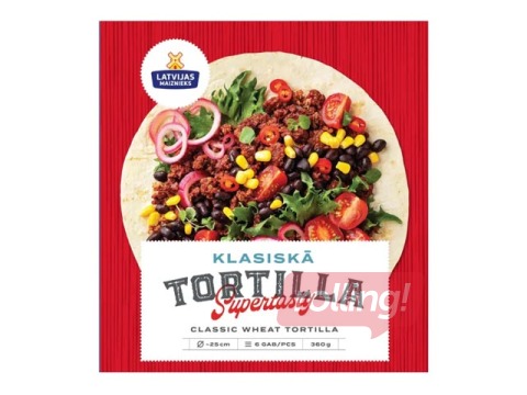 Klassikaline nisujahu tortilja, Latvijas maiznieks, 360g, 6 tk.