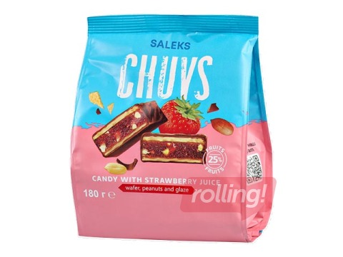 Glaseeritud vahvlikommid  Chuvs, maasikapüree ja maapähklitega, 180g