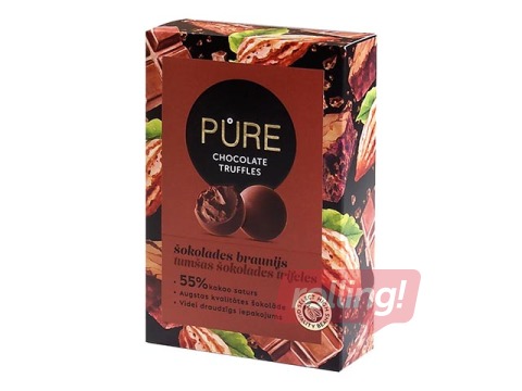 Dark chocolate truffles Pure Chocolate with chocolate brownie cream filling, 148 g