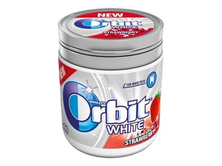Närimiskumm Orbit, valge, maasikamaitseline, 60 tk