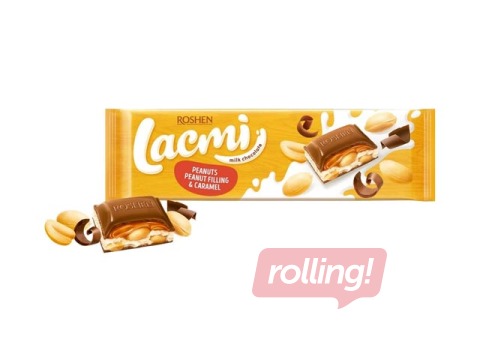 Шоколад молочный Lacmi с арахисом и карамельной начинкой, Roshen, 295г