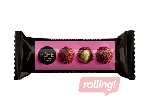 Piimašokolaadi trühvlid Pure Chocolate juustukoogimaitselise kreemitäidise ja vaarikakaunistusega, 32g