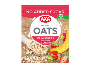 Kiirpudru kaerahelvestest, AXA, ilma suhkruta maasikate, banaani ja koorega, 40g