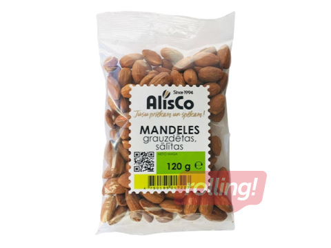 Röstitud ja soolatud mandlid suhkruglasuuriga 120g, AlisCo