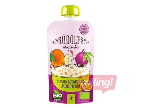 Kaerahelbepuder Rudolfs mango ja granadilliga BIO, alates 6 kuust, 110g (Miinimumtellimus 6 tükki.)