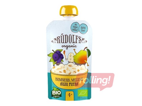 Kaerahelbepuderl Rudolfs pirni ja mustikatega BIO, alates 4 kuust, 110g (Miinimumtellimus 6 tükki.)