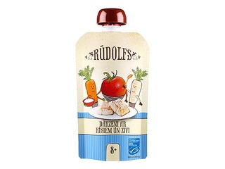 Köögiviljad riisi ja kalaga Rudolfs BIO, alates 8 kuust, 110g (Miinimumtellimus 6 tükki.)
