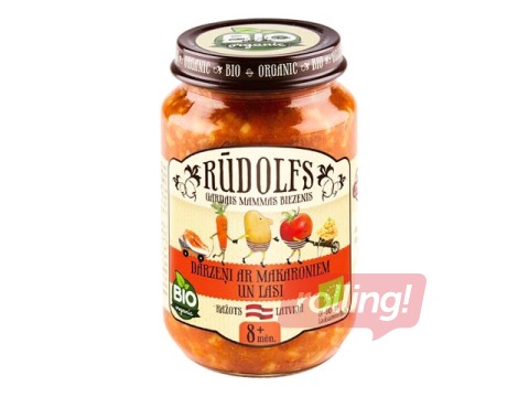 Püree köögiviljade, pasta ja lõhega Rudolfs BIO, alates 8 kuust, 190g (Miinimumtellimus 6 tükki.) 