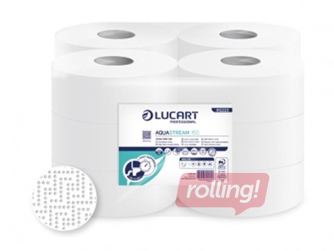 Kiiresti lahustuv toilet paber Lucart AquaStream 150, valge, 2 kihti, 12 rulli