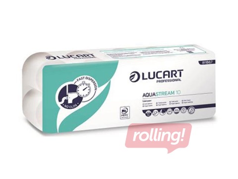 Quickly dissolving toilet paper Lucart AquaStream 10, 10 rolls, 2 layers, white