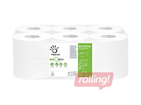 Toilet paper Papernet Mini Jumbo Bio Tech, 12 rolls, 2 plies, white